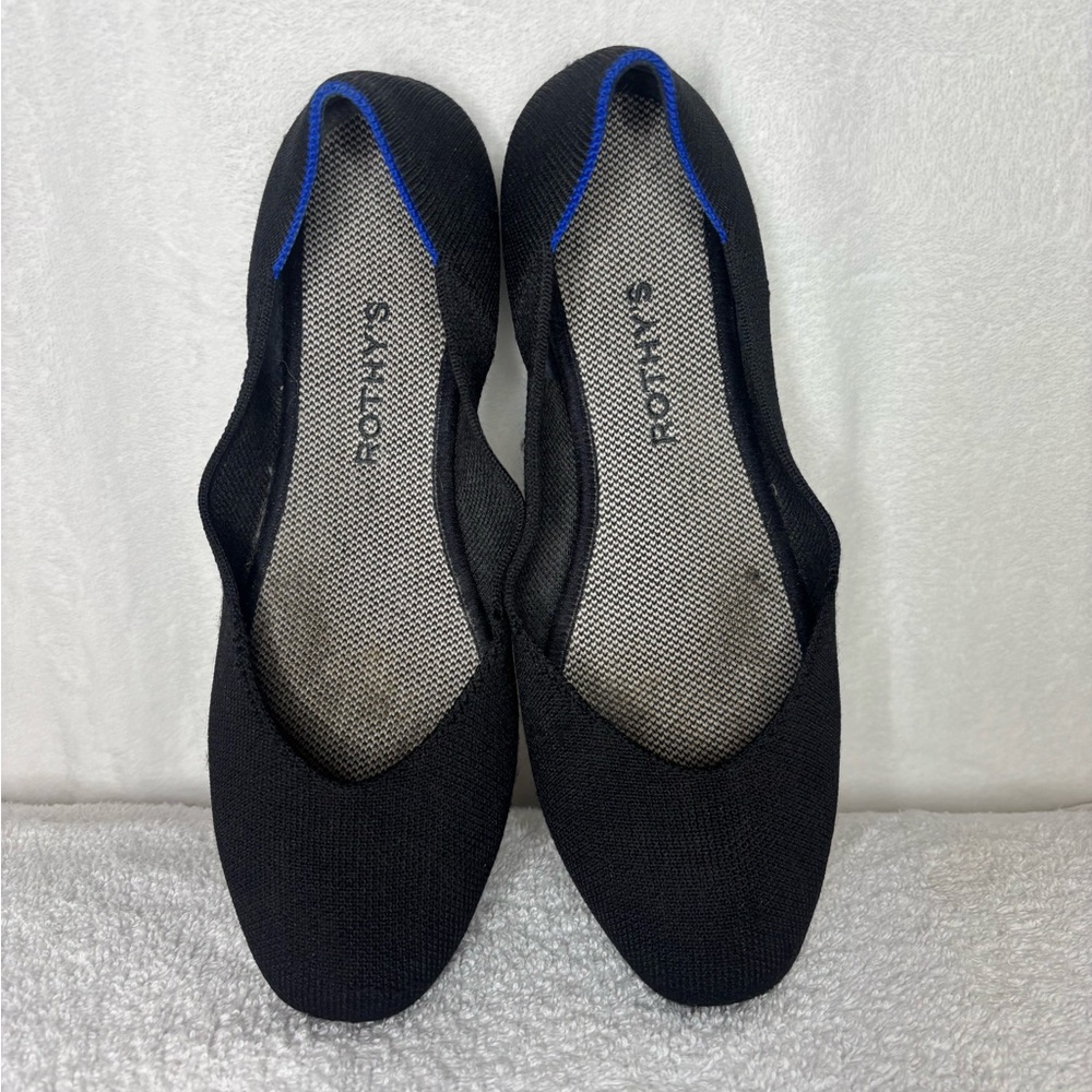 EUC Rothy’s The Flat Slip On Shoes 9 Black